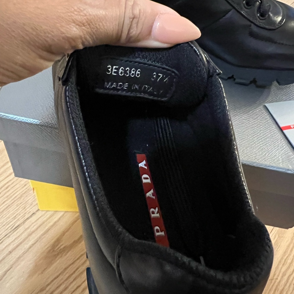 Authentic Black Prada Sneakers. Used once. - Picture 2 of 5